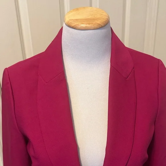 Nicole Miller Deep Raspberry Single-Button Tailored Blazer with Silver Buttons - Picture 2 of 10